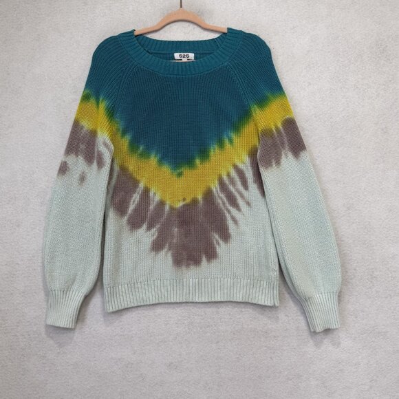 525 Sweaters - 525 Sweater Womens Small Multicolor Tie Dye Chevron Crewneck Knit Pullover